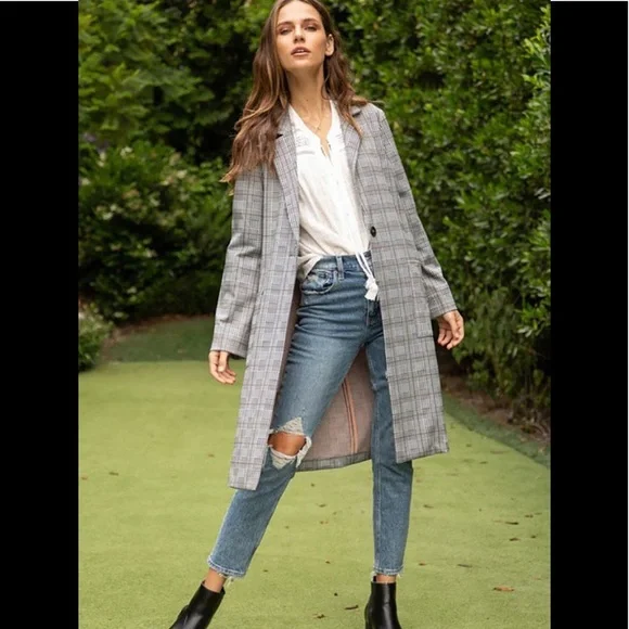 Hem & Thread Plaid Long Blazer Jacket - Picture 10 of 10